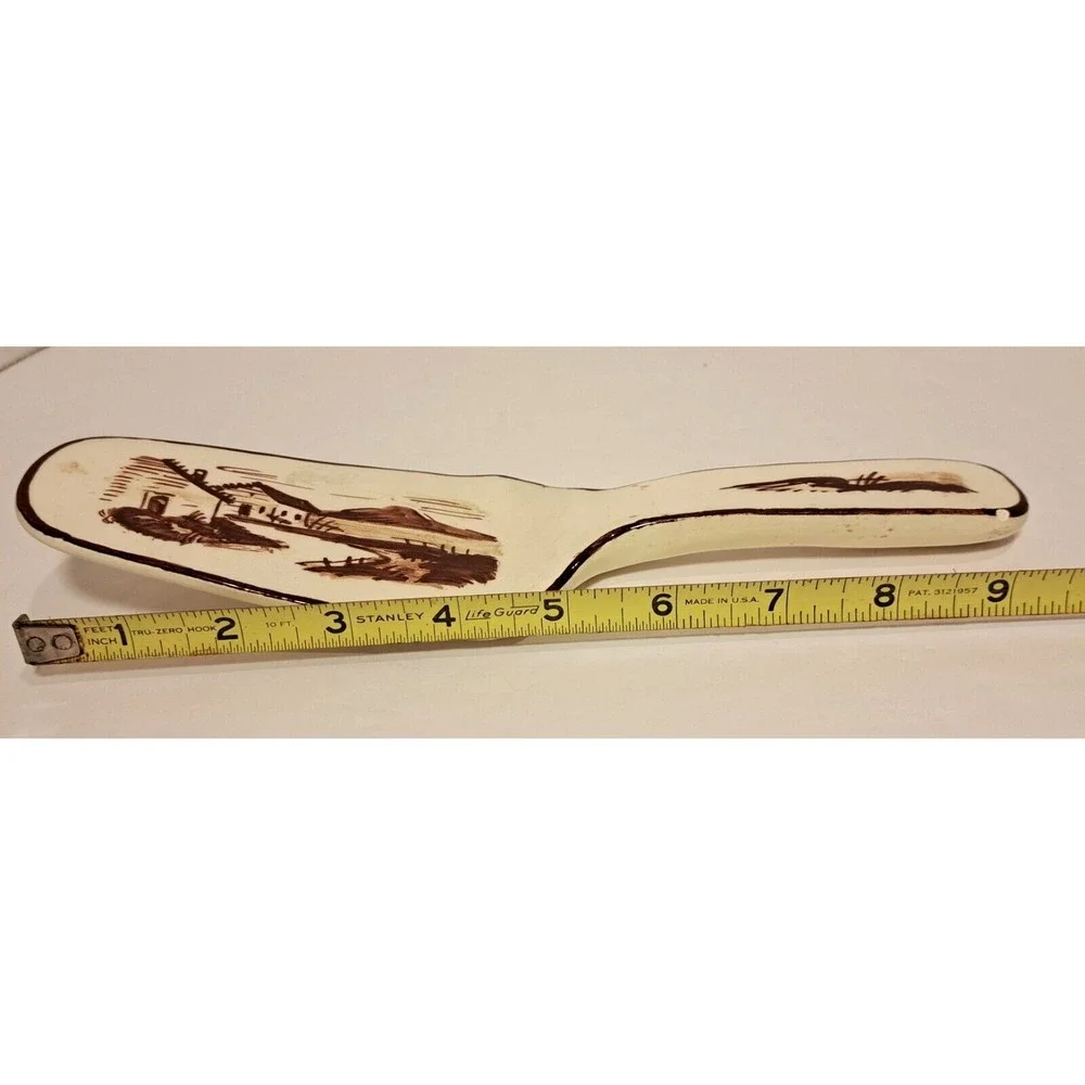 Vintage Italian Hand Made Floral‎ Design Ceramic Pie Cake Server Hand Painted